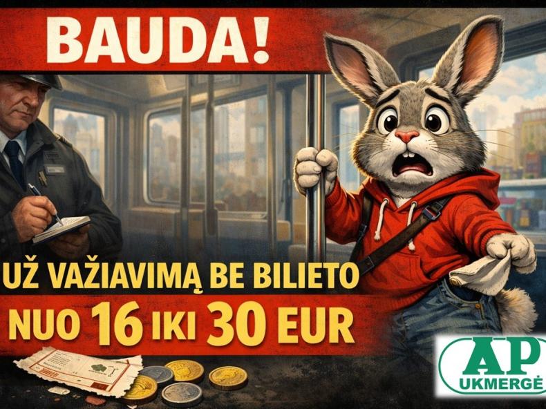 Informacija keleiviams! - Bauda už važiavimą be bilieto